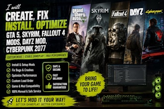 create fix install optimize gta 5 skyrim fallout 4 mods dayz mod cyberpunk 2077