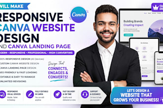 design a responsive canva website and high converting canva landing page