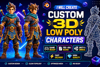 create your character as a high quality 3d low poly model