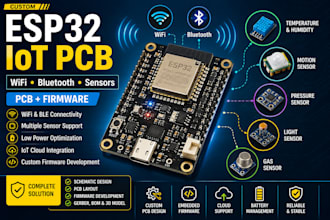 design esp32 iot pcb with wifi bluetooth sensors and firmware