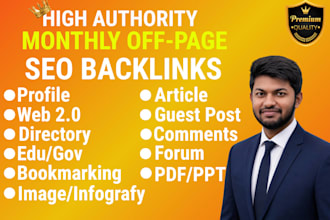 manually build monthly off page seo and mix backlinks