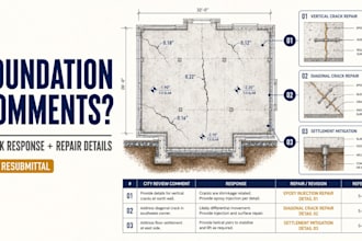 respond to foundation crack plan check and city correction comments