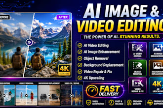 do ai video editing, ai image editing, ai videos fix, object remove, replace