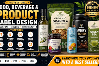 design food, beverage and product label packaging