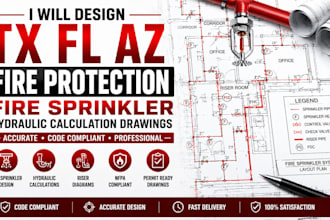design tx fl az fire protection fire sprinkler hydraulic calculation drawings