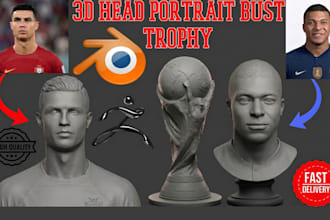 sculpt a custom 3d portrait bust and realistic head model from your photo
