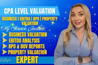 do CPA business valuation, bpo, bov, comps, ebitda and property valuation