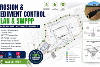 design erosion and sediment control plan, swppp, silt fence layout details