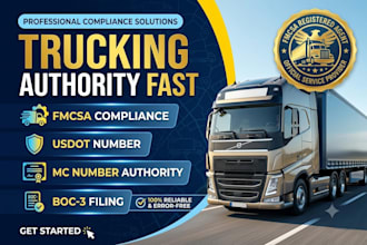 setup motus fmcsa trucking authority, usdot, mc number, and boc3 compliance fast