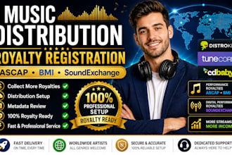 setup music distribution and register music on ascap bmi soundexchange royalties