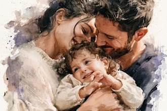 custom watercolor family portrait