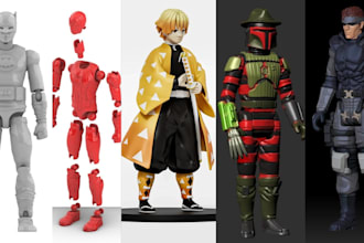 custom action figure articulated figure anime character statues for 3d printing