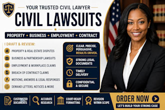 draft civil lawsuits for property, business, employment and contract disputes