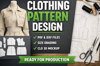 draft digital sewing pattern and size grading for apparel