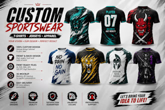 create custom sportswear t shirt and rash guard design