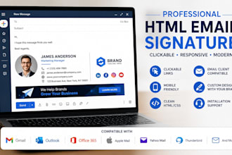design professional clickable HTML email signature for gmail outlook apple mail