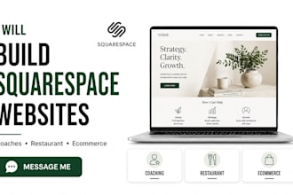 build squarespace coaches website, restaurant, ecommerce squarespace website