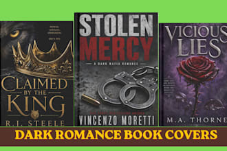 illustrate dark romance book cover KDP romance fantasy book cover illustration