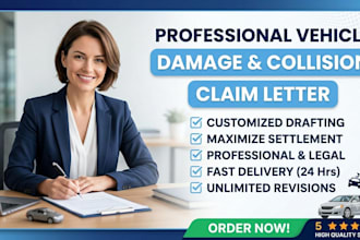write a professional vehicle property damage and collision claim letter