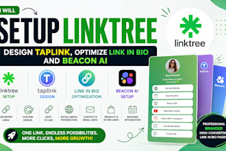 setup linktree , design taplink , optimize link in bio ,design beacons ai