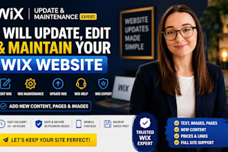 update, edit and maintain your wix website, add new content, pages and images