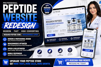 redesign peptide website research peptide store peptide woocommerce website