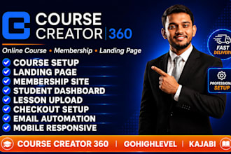 course creator 360 membership website kajabi gohighlevel online course cc360