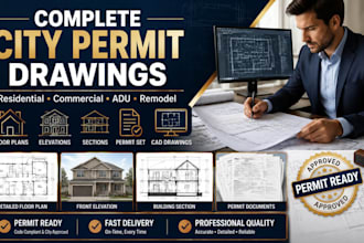 create complete city permit drawings for residential and commercial projects