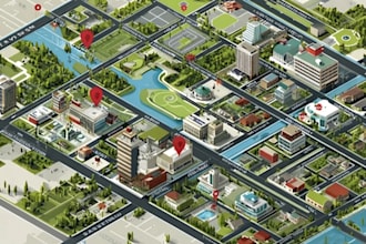 design a custom map, illustrated city  map and location plan