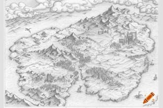 hand draw a fantasy country map for your book