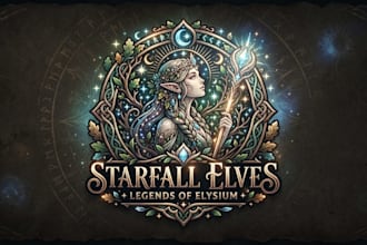 design a magical elf logo for fantasy brand and game