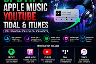 promote your spotify, apple music, youtube, tidal, and itunes music