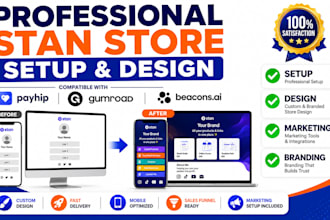 design stan store, stan store setup, gumroad, payhip, beacons ai, gumroad, etsy