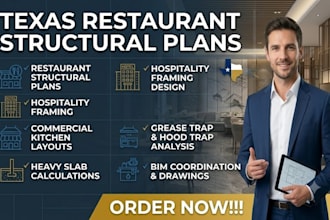 draw texas restaurant structural plans and commercial kitchen layouts