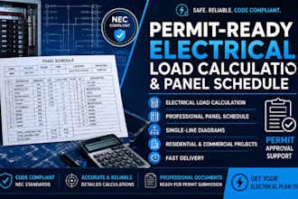 design permit ready electrical load calculation and panel schedule