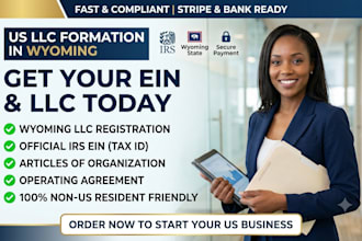 register US llc in wyoming and get ein tax id, articles and registered agent