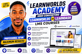 set up learnworlds academy, online course on learnworlds, learndash, tutor lms