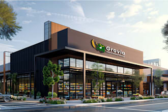 design 2d 3d supermarket interior shopping complex retail grocery store boutique