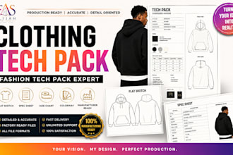 do clothing tech pack, fashion tech pack, flat sketch, spec sheet, manufacturing