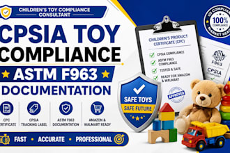 be your consultant for cpsia children toy compliance and astm f963 documentation