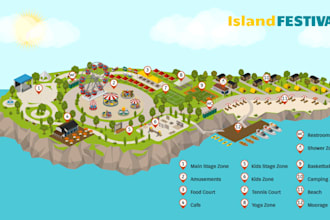 3d isometric rv park, tourist and wayfinding maps and visitor maps
