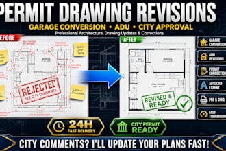 revise garage conversion permit drawings for city approval