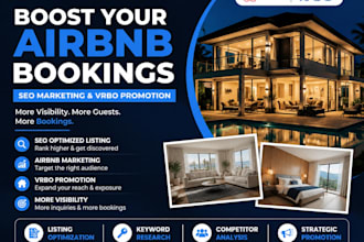 promote airbnb booking, airbnb listing with SEO marketing and vrbo promotion