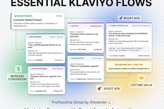 set up klaviyo core flows welcome abandoned cart and post purchase