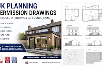 create UK planning permission drawings for extensions and loft conversions