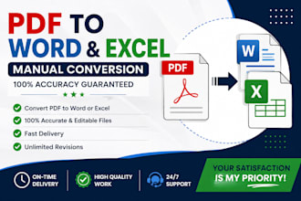 convert PDF to word or excel manually