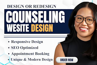 design mental health website, counseling, therapy health and wellness website