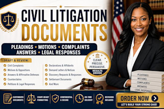 draft civil pleadings, motions, complaints, answers and legal responses