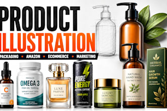 design premium product illustration for packaging, amazon, ecommerce and market