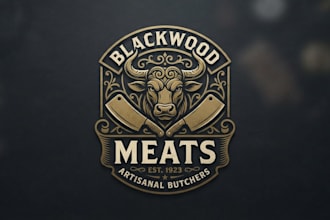 design a professional butcher logo for your meat business